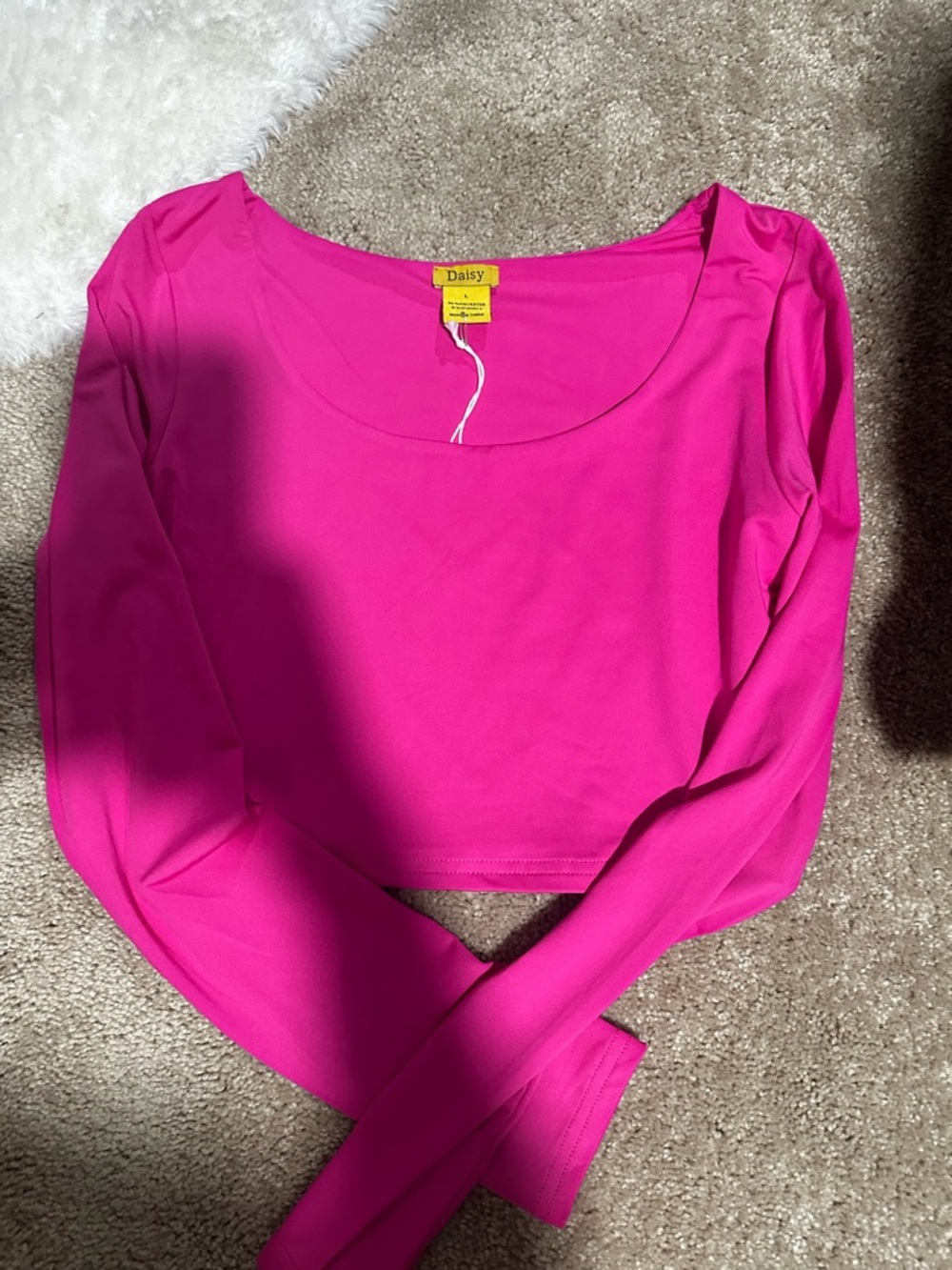 Daisy Hot Pink Long-Sleeve Crop Top
